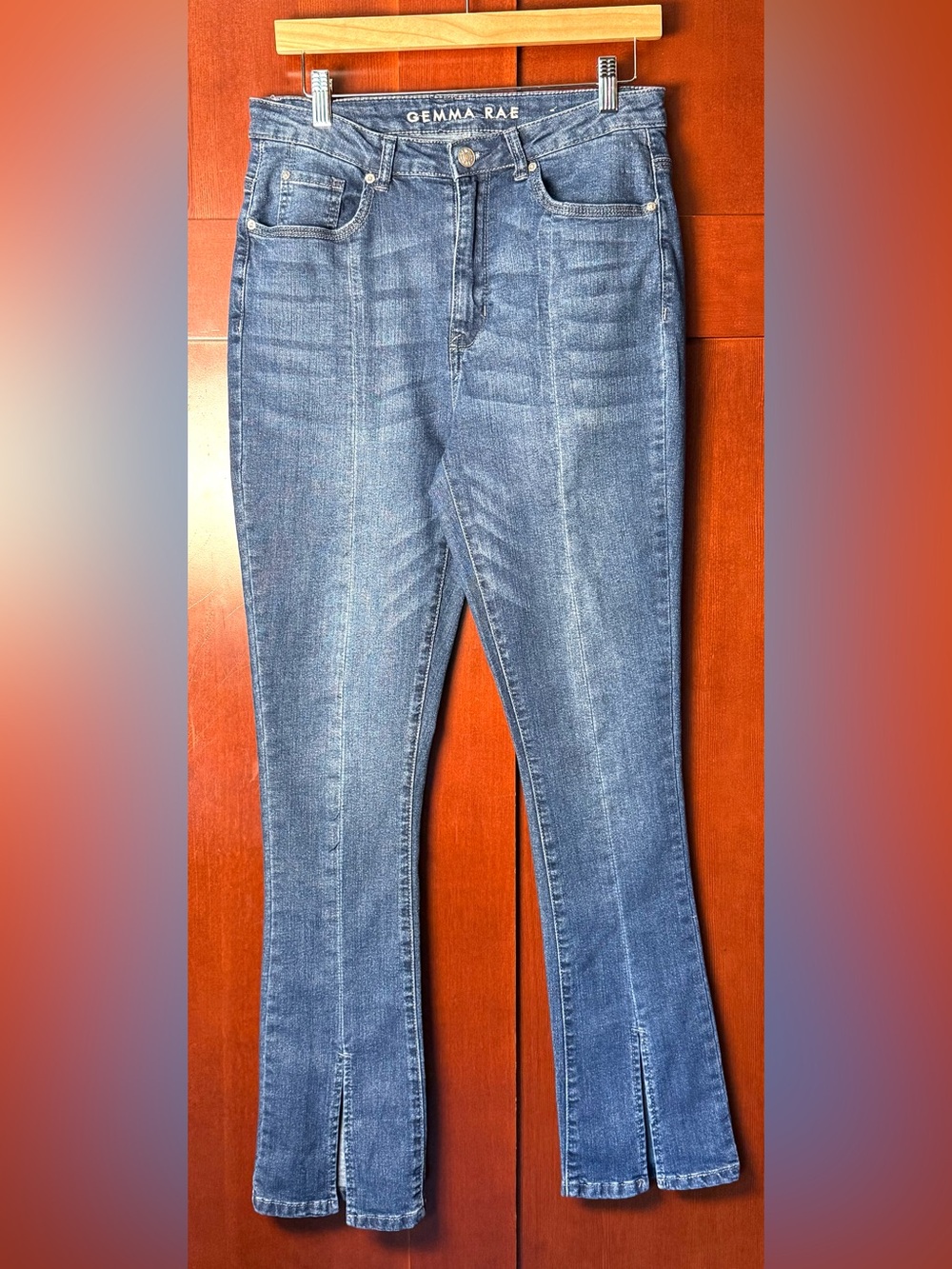 Gemma Rae Front Seam Split Hem Flare Jeans Medium Wash Size 11/30